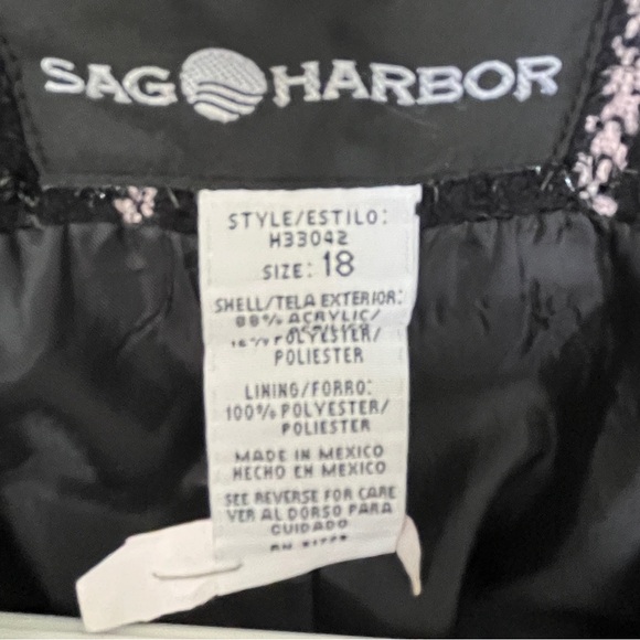 Sag Harbor jacket.Sz 18 Stripes pale pink on black, EUC, 88% acrylic, PP 24” - Picture 8 of 11